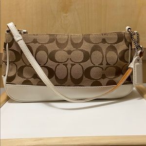 Vintage White Monogram Coach Shoulder Bag
